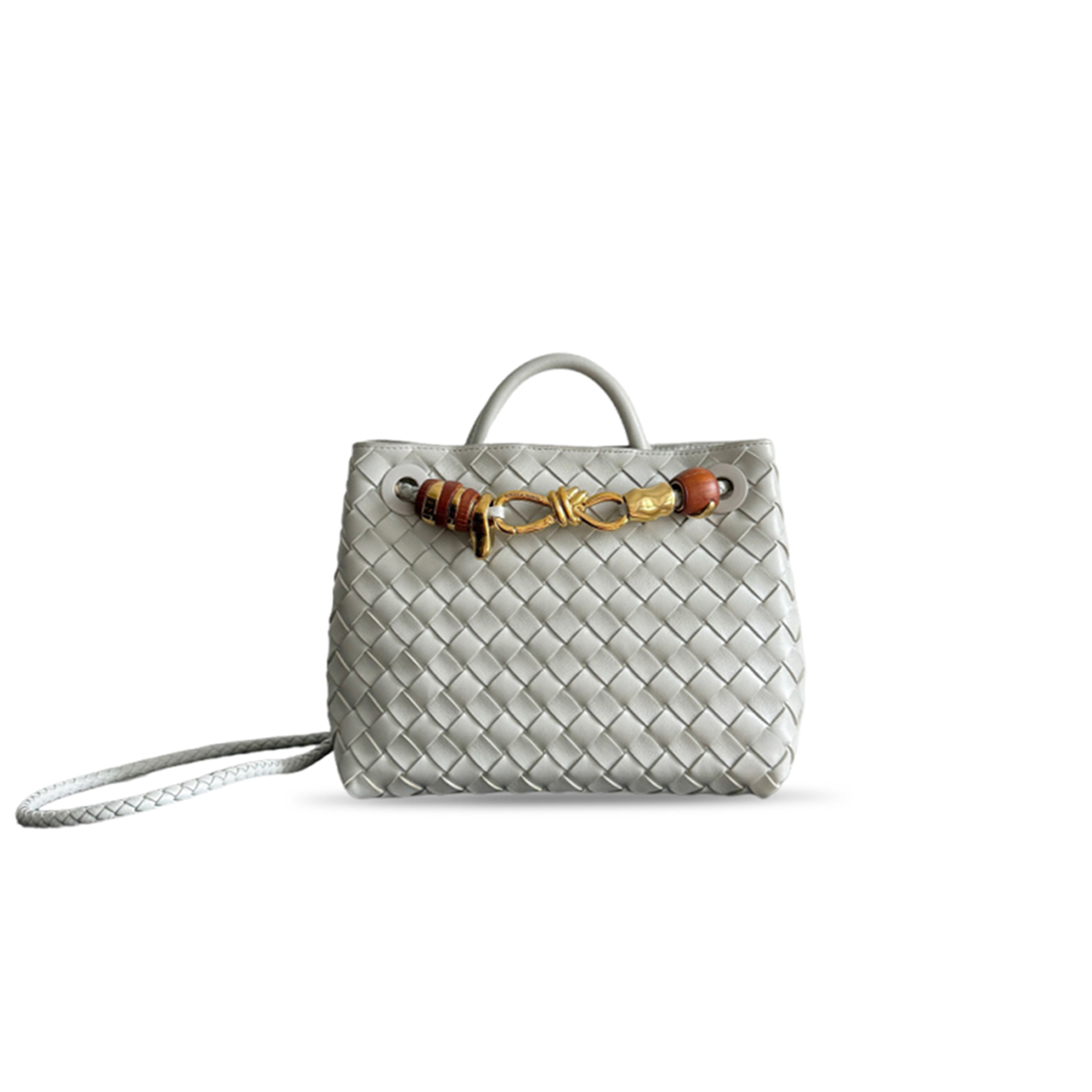 BOTTEGA VENETA SMALL ANDIAMO IN AGATE GRAY BAG 743568 (25*22*10.5cm)